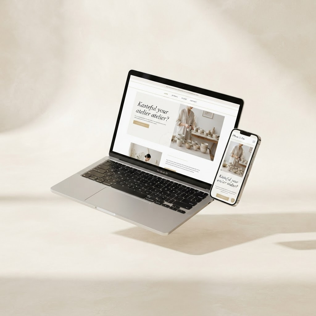 Website displayed on a laptop and phone